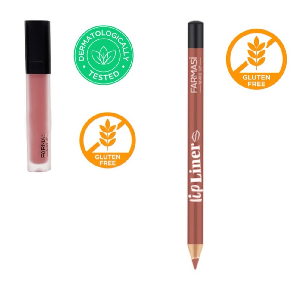 Farmasi Matte Liquid Lipstick 01/Lipliner 201 Set